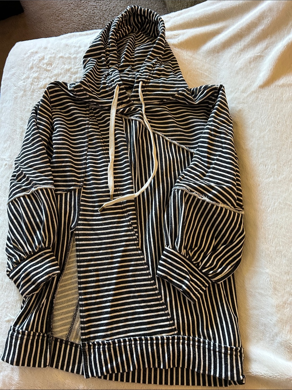 Anthropologie Pilcro Striped Hoodie in Black and White